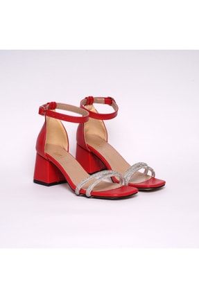 Kadın Topuklu Sandalet - Kırmızı Cılt VERI2Y677