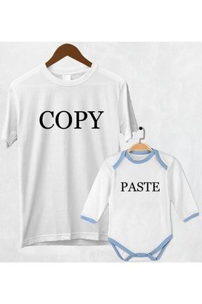 Copy Paste Baskılı Baba Oğul Beyaz T-shirt Zıbın Kombin (fiyat Tek Adet Içindir) BABZBN-11
