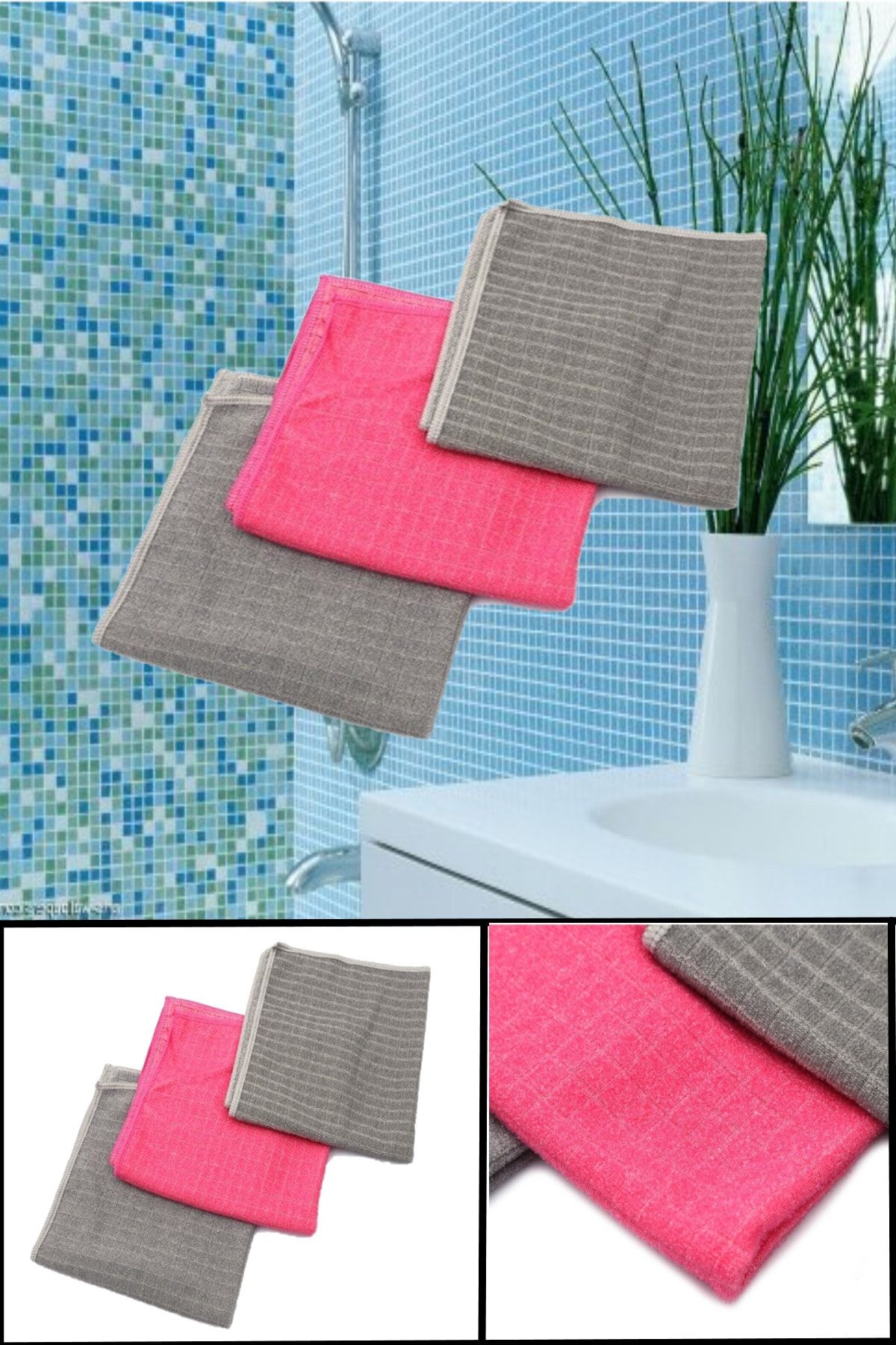 wiesmann (3 Pieces) Bathroom Tile and Shower Cabin Cleaning Cloth Wire  Glitter Microfiber Cloth - Trendyol