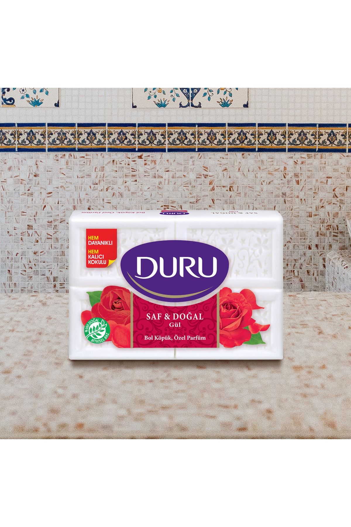 صابون سفید رز 16 تکه خالص و منبع طبیعی 4x600 گرم Duru