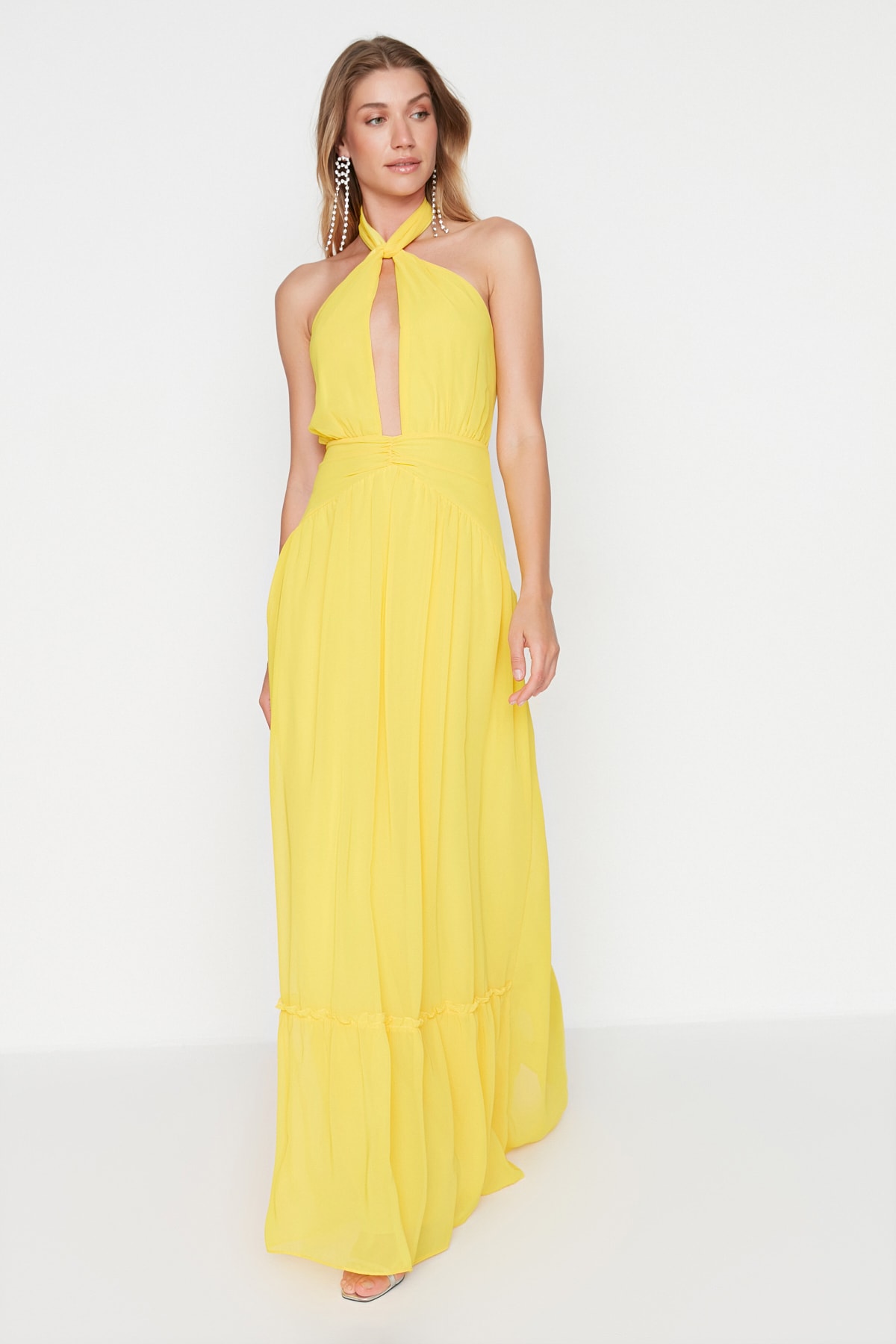 Trendyol Collection Abendkleid & Abschlusskleid Gelb Basic Fast ausverkauft
