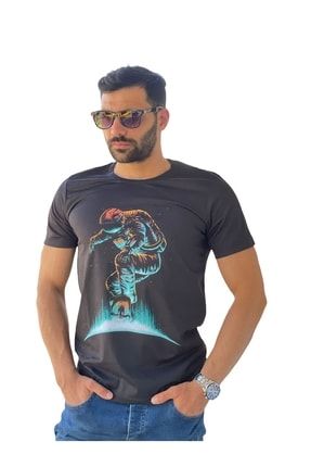 - Erkek Dijital Astronot Baskılı Yeni Sezon T-shirt T-14