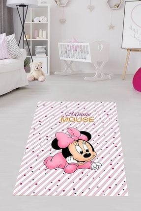 Mickey Minnie Mouse Benekli Halı Dijital Baskı Yıkanabilir Kaymaz Taban Çocuk Odası Halısı J-BFOSK2