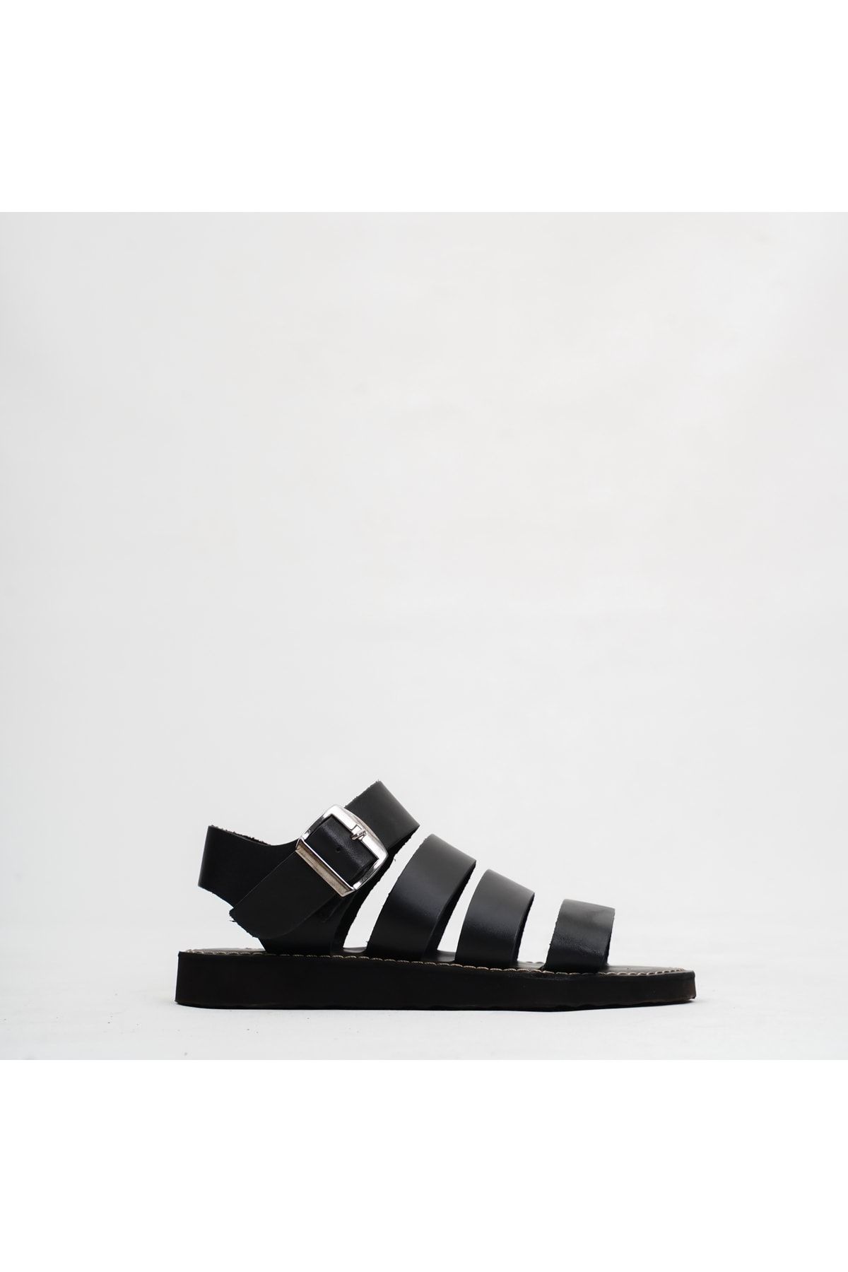 صندل سیاه زنانه های چرمی واقعی EK01 DaphneSandals