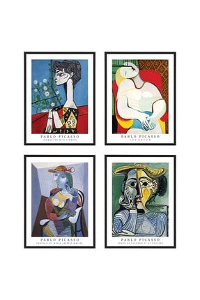 Picasso 4'lü Çerçeveli Poster Tablo Seti 30x40cm Siyah Çerçeveli ARTSH000056