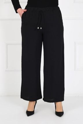 Kadın Siyah Ayrobin Beli Lastikli Cep Detay Pantolon BY009-01-S2