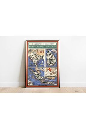 Dünya Çayları Haritası Sanatsal Duvar Dekorasyon Poster 60x90cm. AMC933