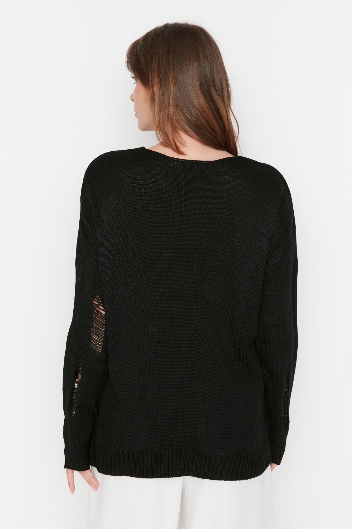 Trendyol Collection-Μαύρο Πλεκτό Πουλόβερ 5