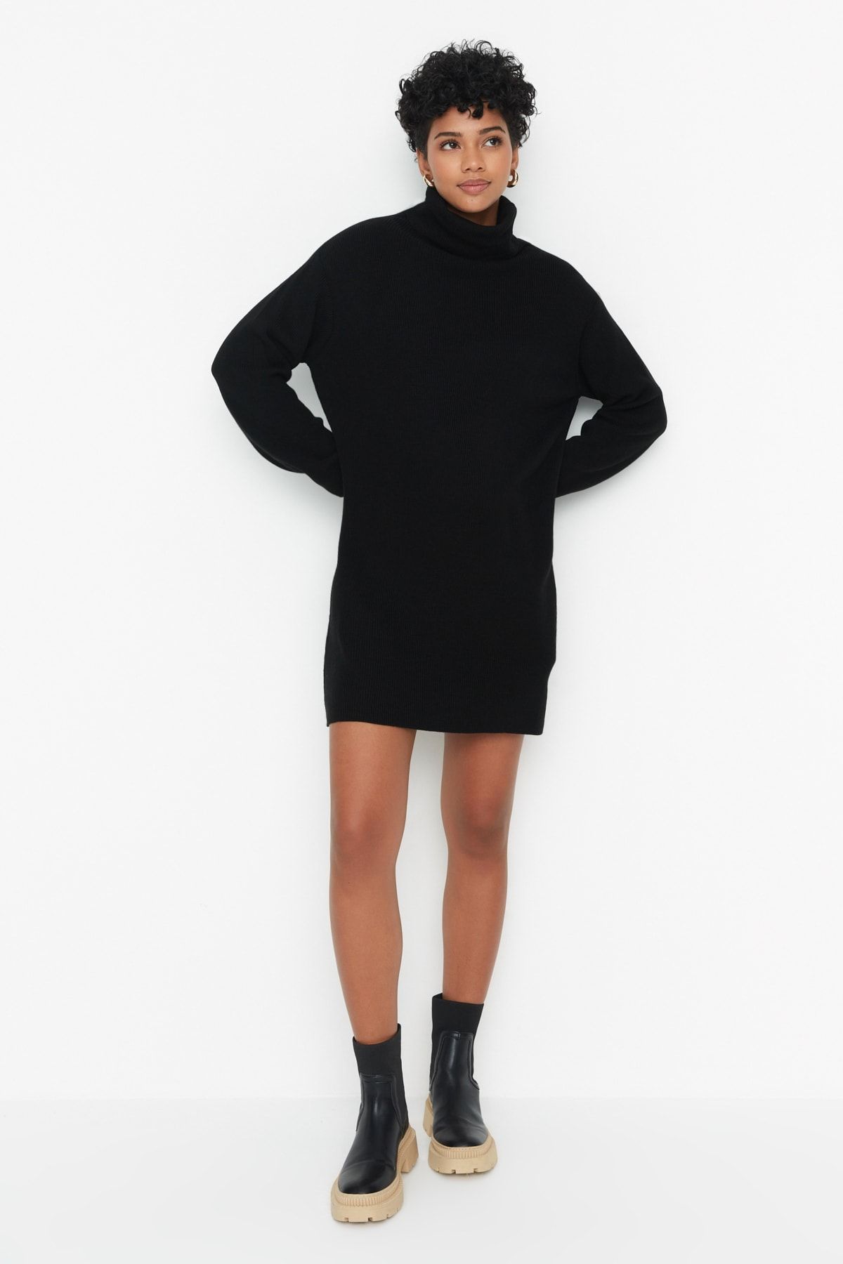 Zara black turtleneck dress best sale