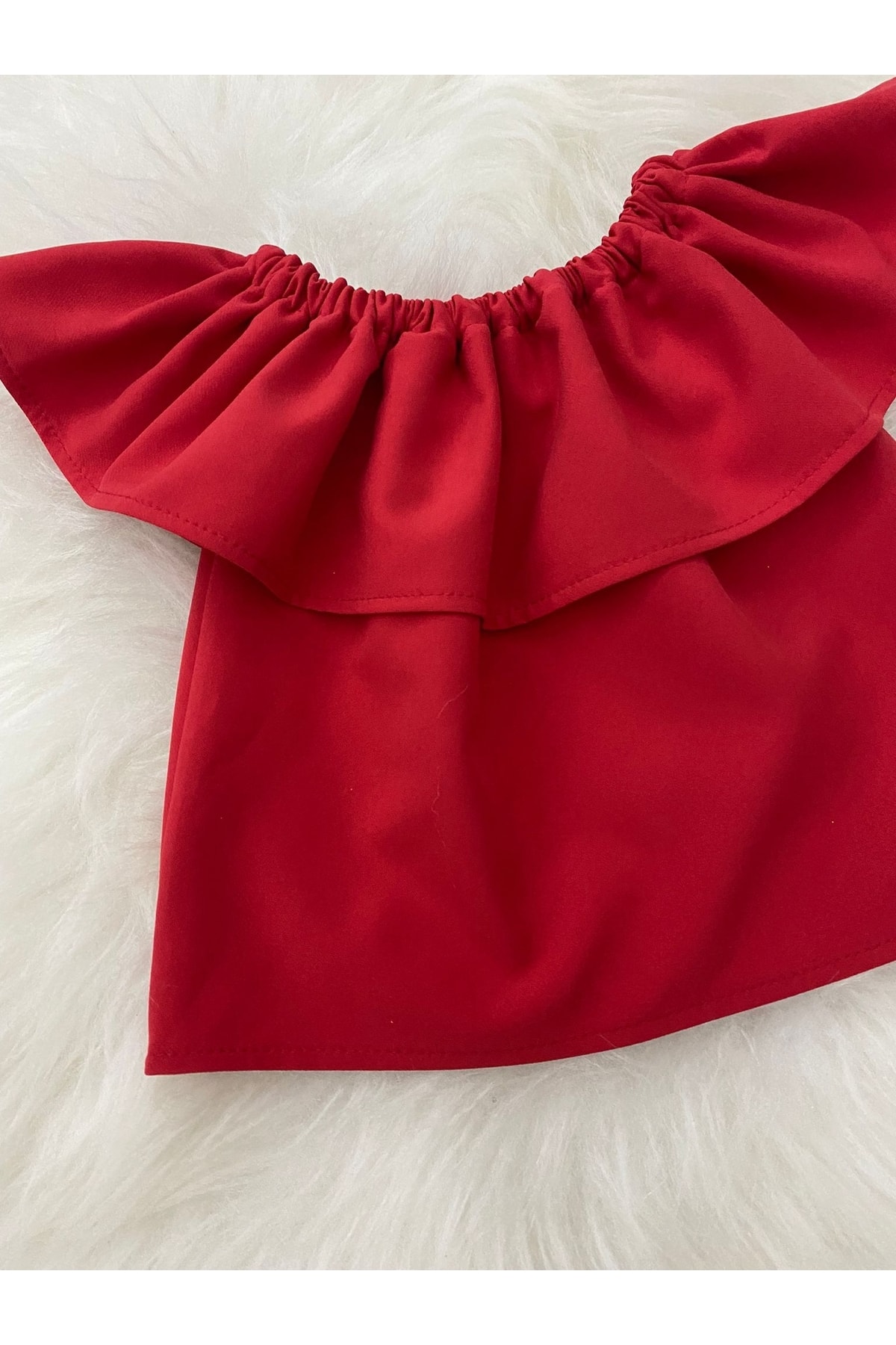 Moda Lina Kırmızı Madonna Yaka Bluz