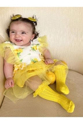 Sarı Limonlu Tütü Elbise 5218