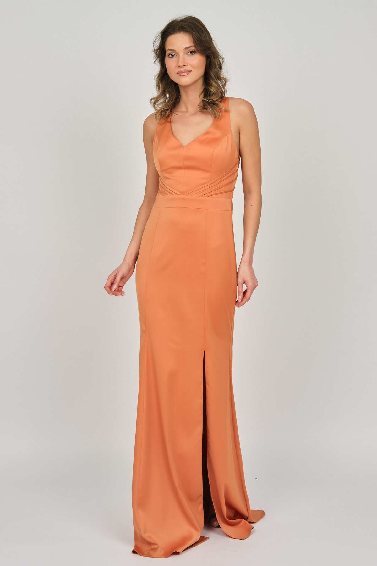 DOR DORCA Women s Deep Slit Long Evening Dress 5922016 Caramel