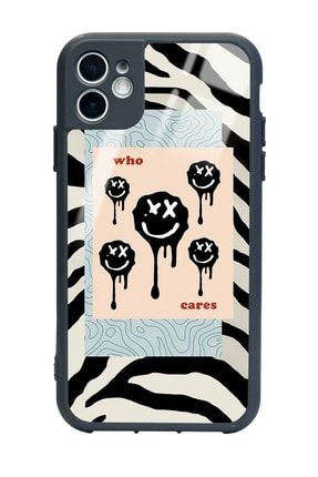Iphone 11 Uyumlu Zebra Who Cares Tasarımlı Glossy Kılıf IP11-G-211