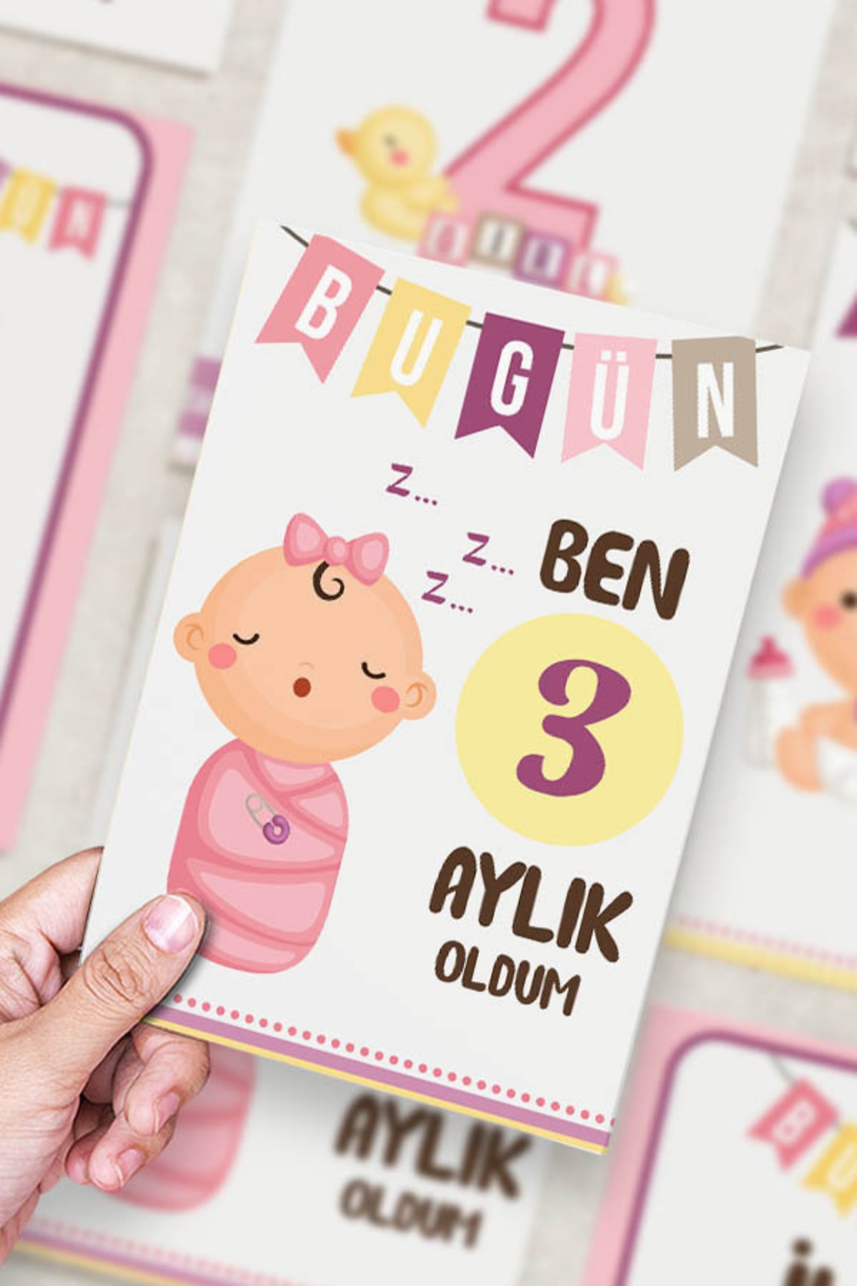 hediyemen Kız Bebek Aylık Fotoğraf Çekim Anı Kartları 24 Adet fotoğrafı 2 (önizleme)