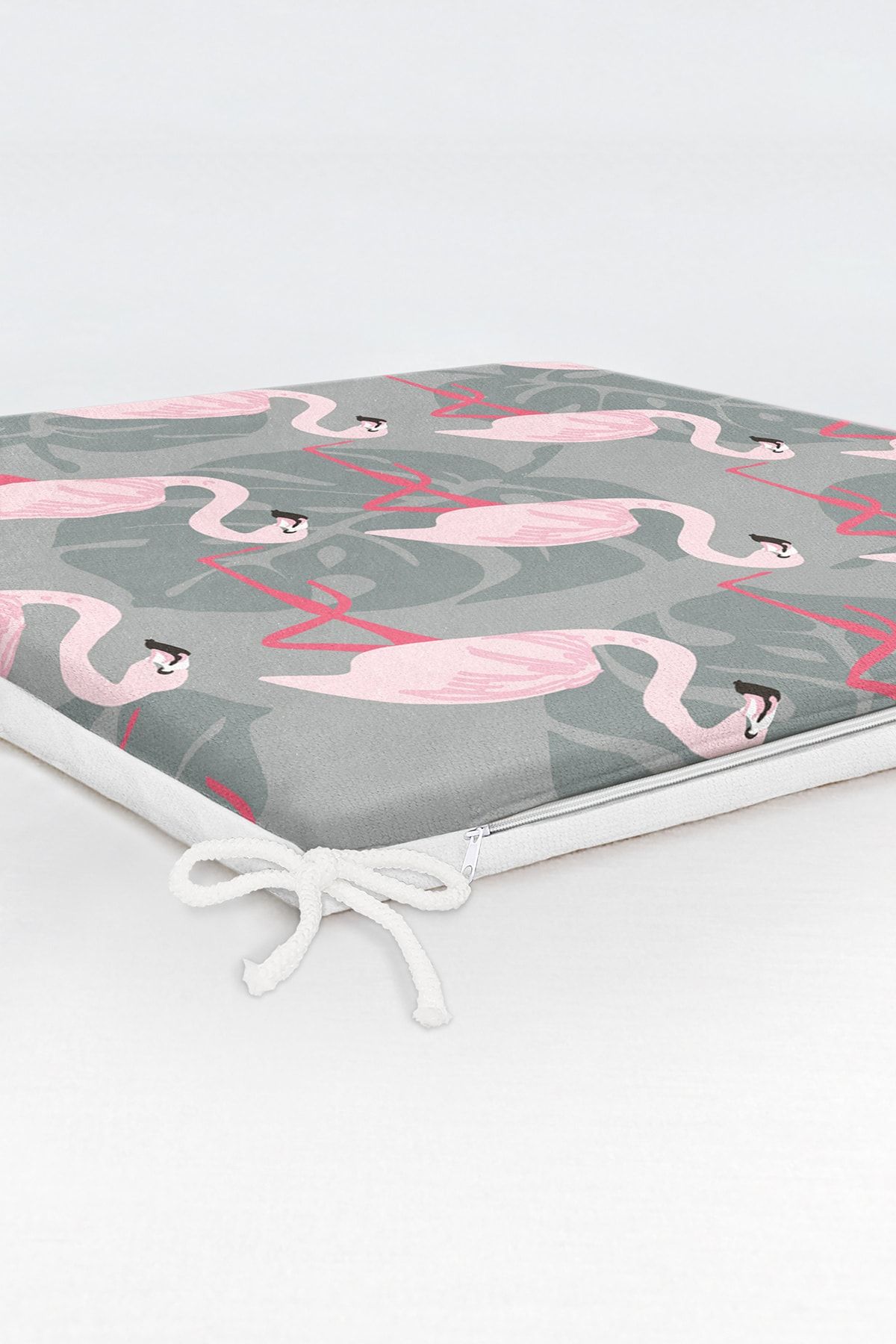 Nish & Royal-Flamingo Patterned Digital Printed Zippered Chair Cushion 4