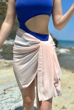 Pudra Renk Pareo Kadın Plaj Elbisesi 8699100401484