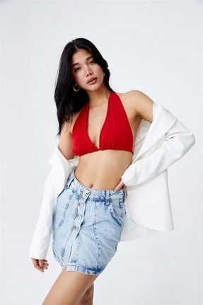 Bağlamalı Kırmızı Crop Top TB10868