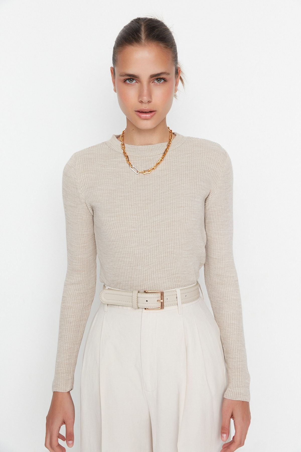 Trendyol Collection-Stone Basic vezetékes kötöttáru pulóver TWOAW22KZ1708 3