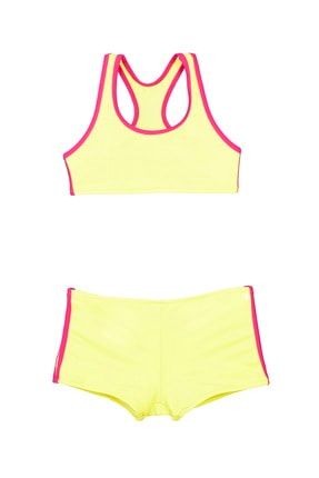 Kız Çocuk Yüzücü Bikini Neon Sarı 194211