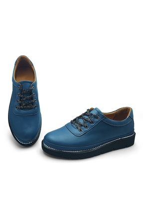 110 Kot Mavi Deri Kadın Günlük Ayakkabı Mariossa110