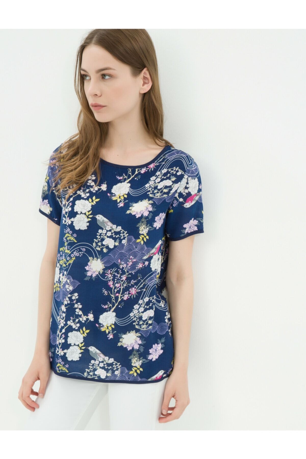 Koton Bluse Dunkelblau Regular Fit Fast ausverkauft