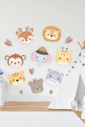 Sevimli Hayvanlar Geyik,fil,aslan Çocuk Bebek Odası Duvar Sticker k345