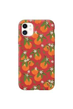 Iphone 11 Kırmızı Renkli Silikon Portakal Bahçesi Telefon Kılıfı 13294