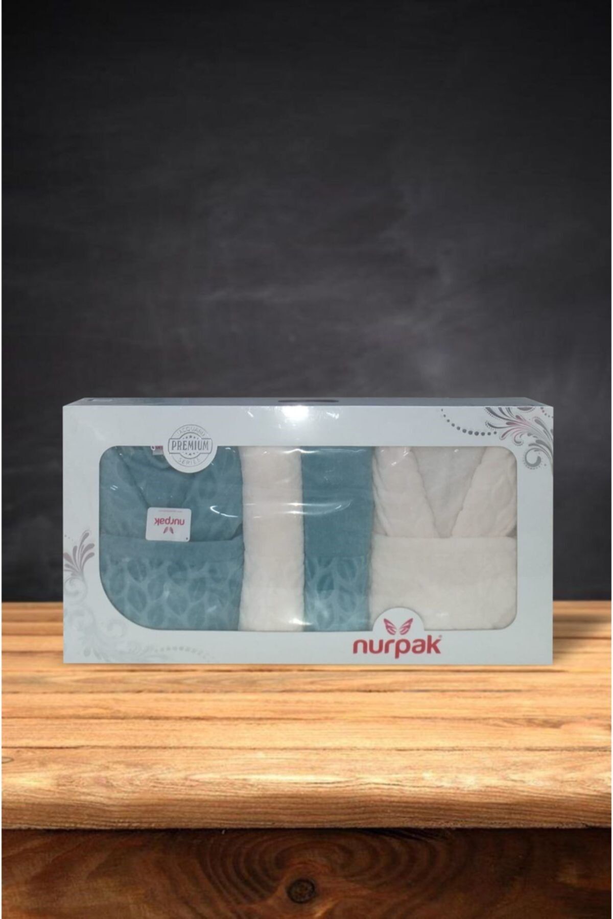 حوله تنپوش (روبدوشامبر) آبی مردانه و زنانه مجموعه Bathrobe خانواده مخملی Hazal جزئی Nurpak