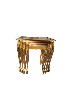 Zigon Lükens Aslan Klasik Model Kayın Torna Ayak Parlak Gold Lake Renk El Yapımı Bengi Zigon Sehpa Altın Varaklı Gürgen