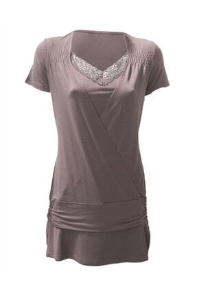 Kadın Kahverengi Uzun Bluz-t-shirt - Bga482623 BGA482623