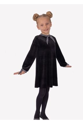 Siyah Kadife Kız Çocuk Elbise GDAW19-D13
