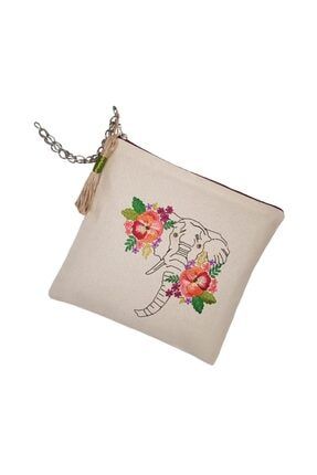 - Hione Serisi- Elephant In Bloom -nakışlı Portföy/clutch/çanta CRS-H-002