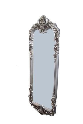 Ayna Oval Dikdörtgen Boy Dökme Polyester Parlak Gri Eskitme Natüre Klasik Mobilya El Yapım Bengi Boy Aynası Oymalı Polyester Döküm