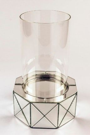 Gümüş Aynalı Cam Mumluk 21x35cm P236.880400
