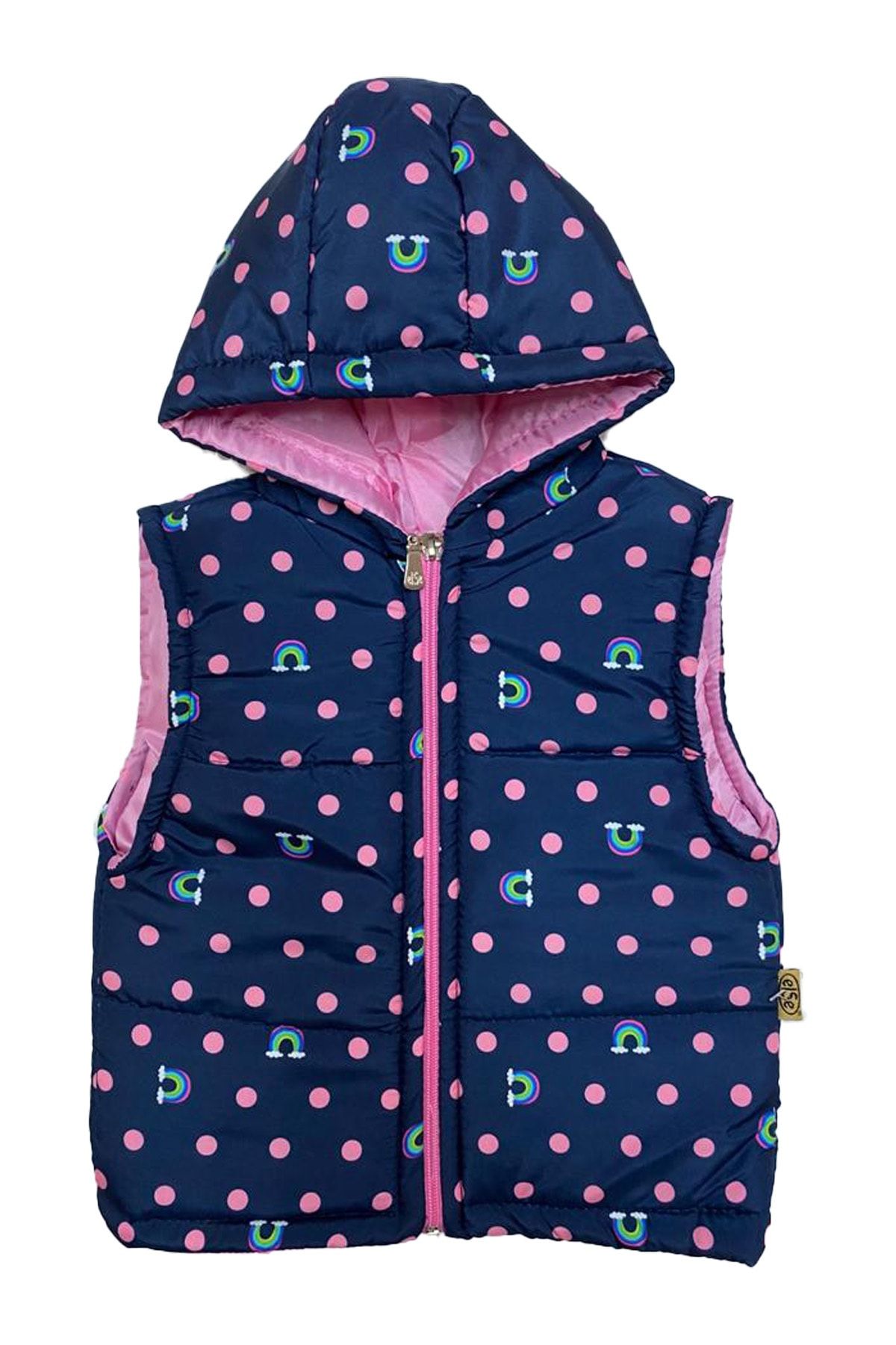 Else Bebe Hooded Polka Dot Rainbow Vest Trendyol