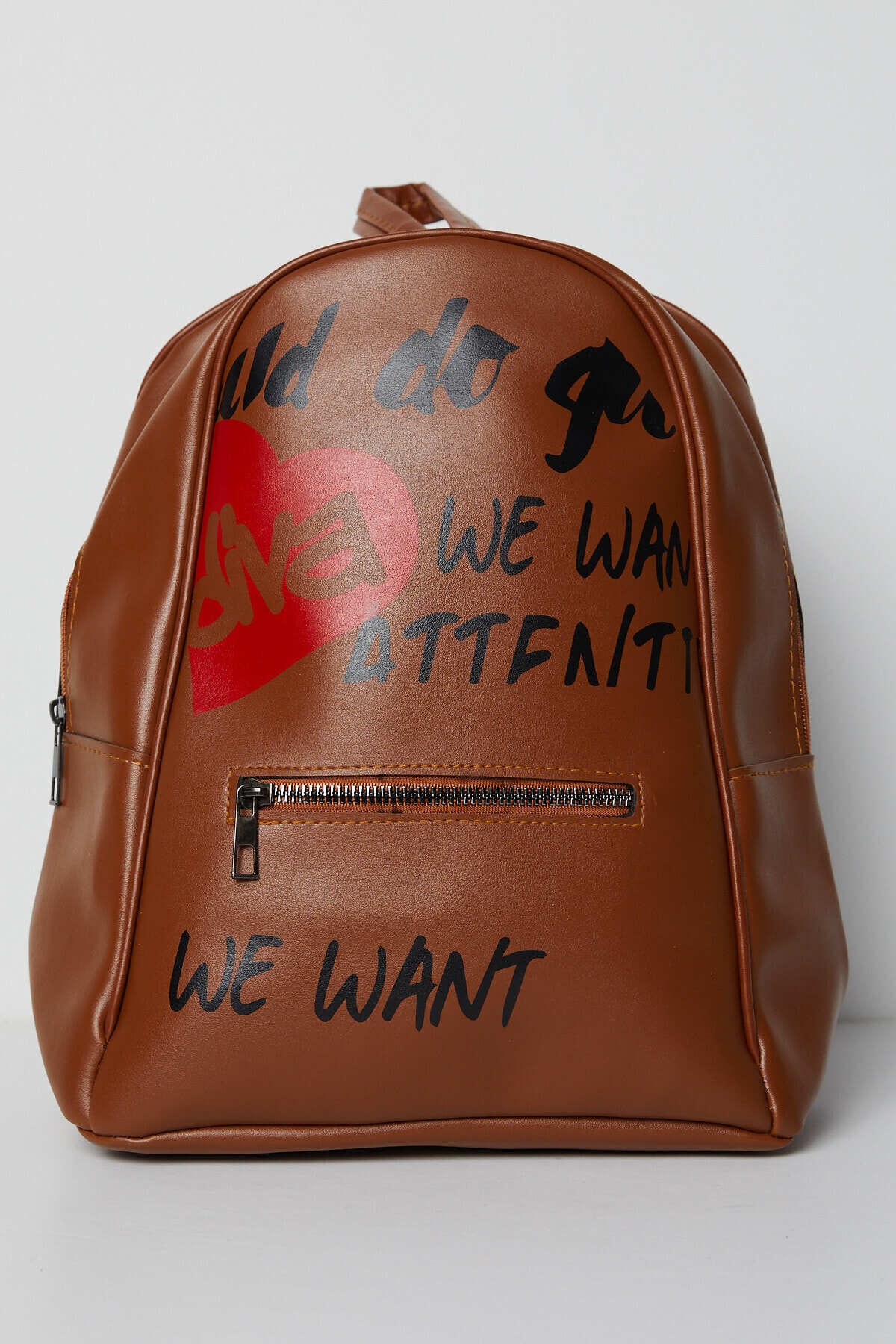 Tonny Black Backpack - Brown - With Slogan