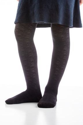 0-14 Yaş Desenli Kız Çocuk Siyah Kilotlu Çorap KLTLÇRP205