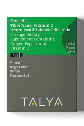 Zencefil, Tıbbi Nane, Vitamin C Içeren Pastil Takviye Edici Gıda M.T.PAS.GD.002