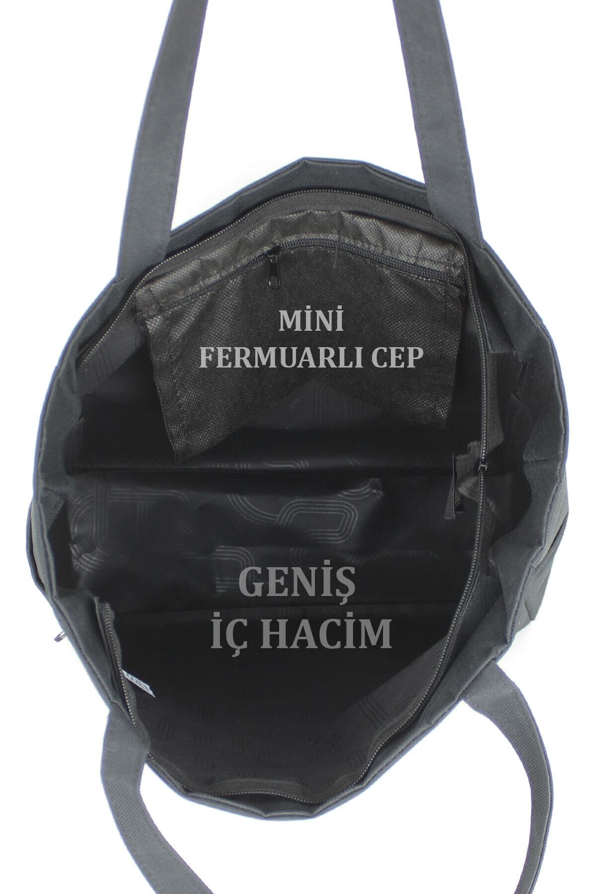 Case Club Siyah Plaj Çantası Geniş Iç Hacim Yandan Cepli Su Geçirmez Kumaş görsel 3