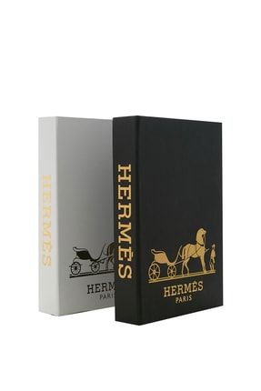 2'li Hermes Gold Dekoratif Kitap Kutu iray03