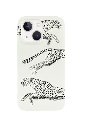Iphone 13 Çita Tasarımlı Beyaz Telefon Kılıfı BCIPH13CITAS