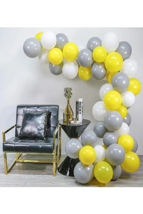 50 Adet Metalik Balon Ve 5 Metre Balon Zinciri (sarı - Gümüş - Beyaz) sarıgümüşbeyazzincirhbGY