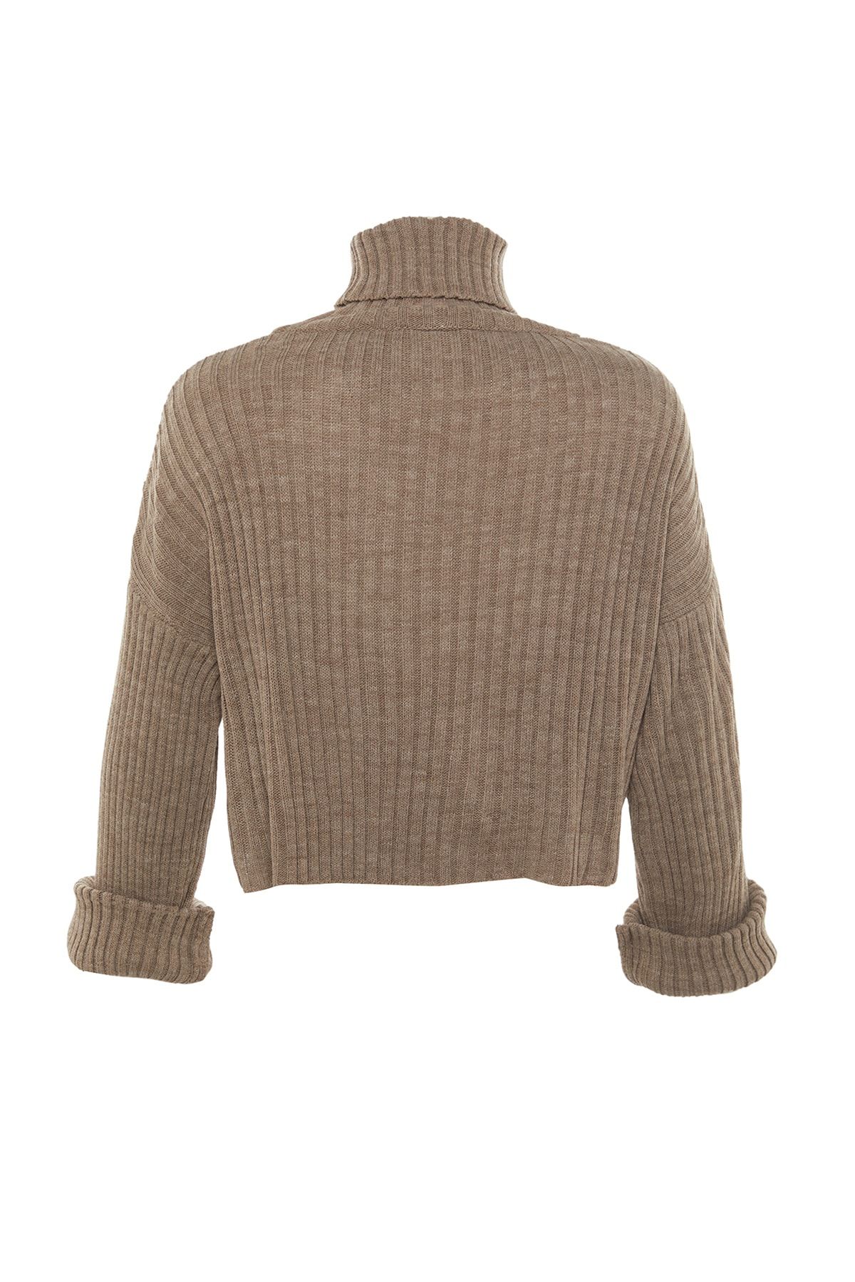 Trendyol Collection-Brauner kurzer Basic-Strickpullover TWOAW22KZ0223 7