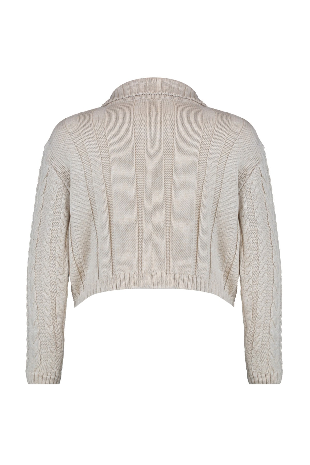 Trendyolmilla  Taş Crop Polo Yaka Triko Hırka TWOAW22HI0448 - Görsel 6