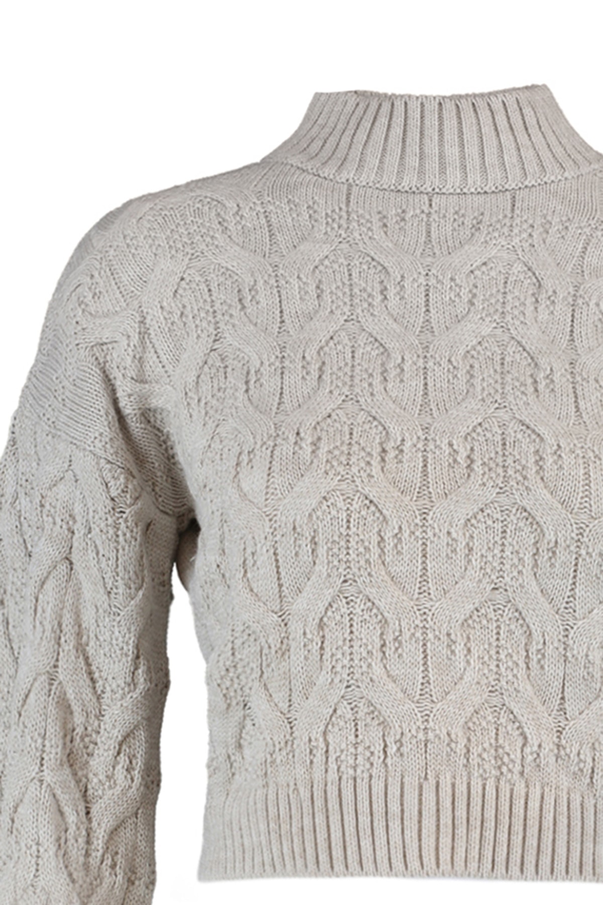 Trendyolmilla  Taş Crop Dik Yaka Triko Kazak TWOAW22KZ1634 - Görsel 8