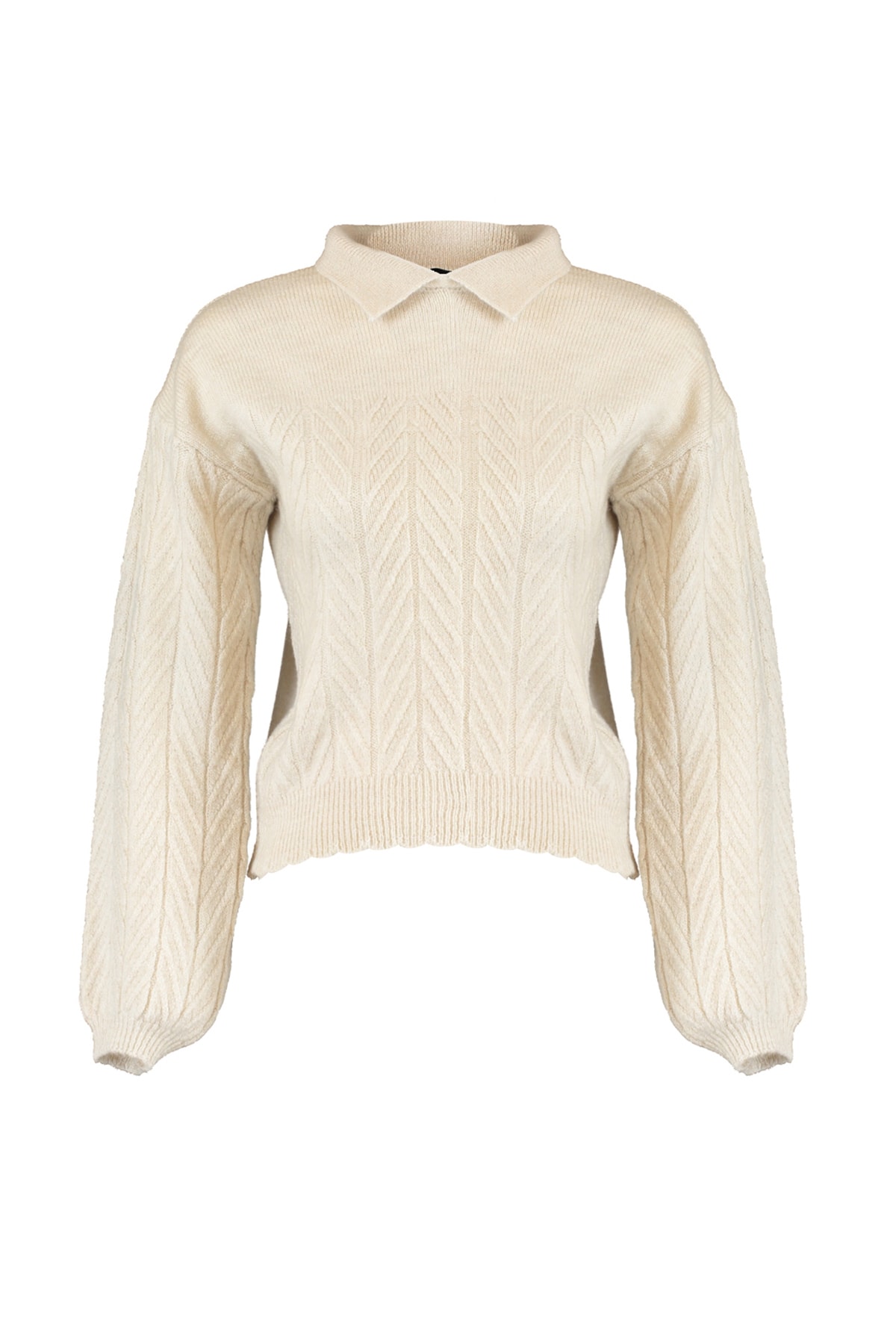 Trendyolmilla  Taş Geniş Kalıp Yumuşak Dokulu Saç Örgülü Triko Kazak TWOAW22KZ1620 - Görsel 6