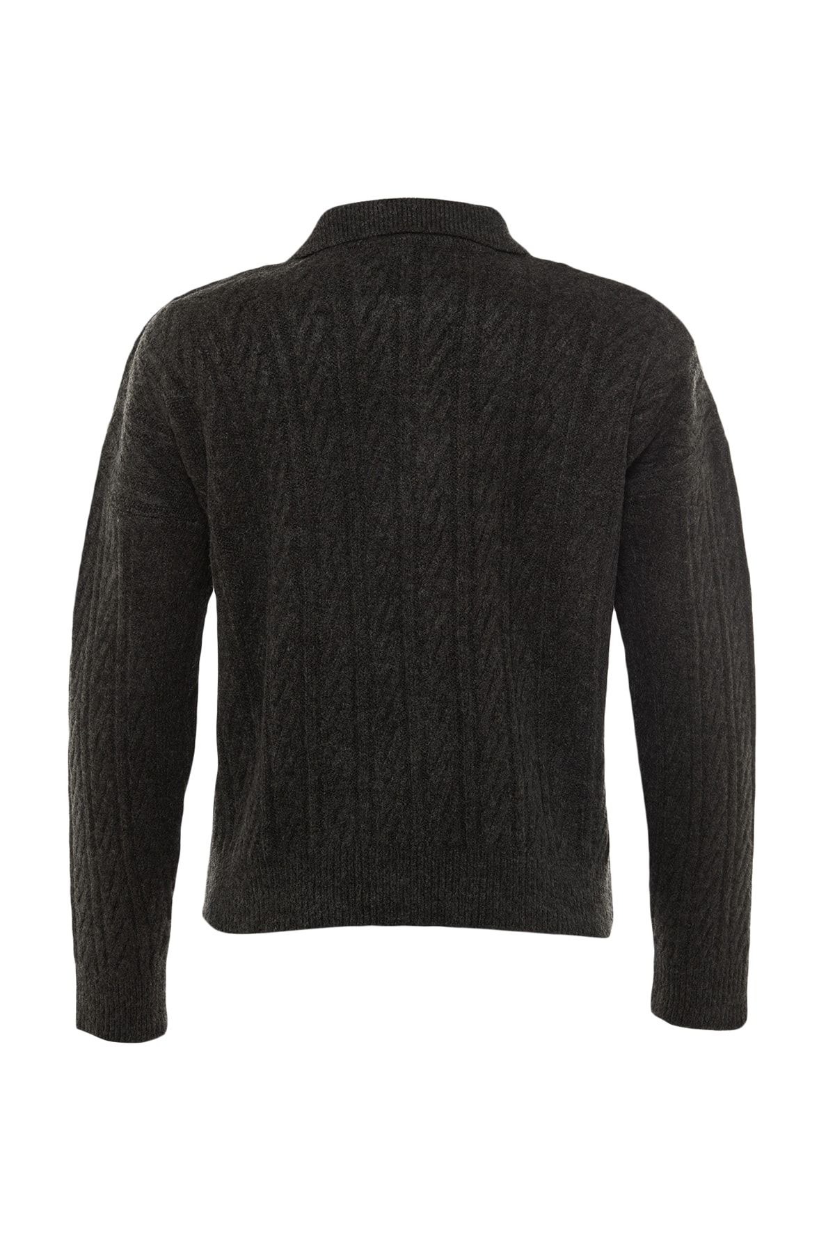 Trendyol Collection-Pulover din tricotaje cu textura moale, antracit, cu ajustare largă TWOAW21KZ2635 8