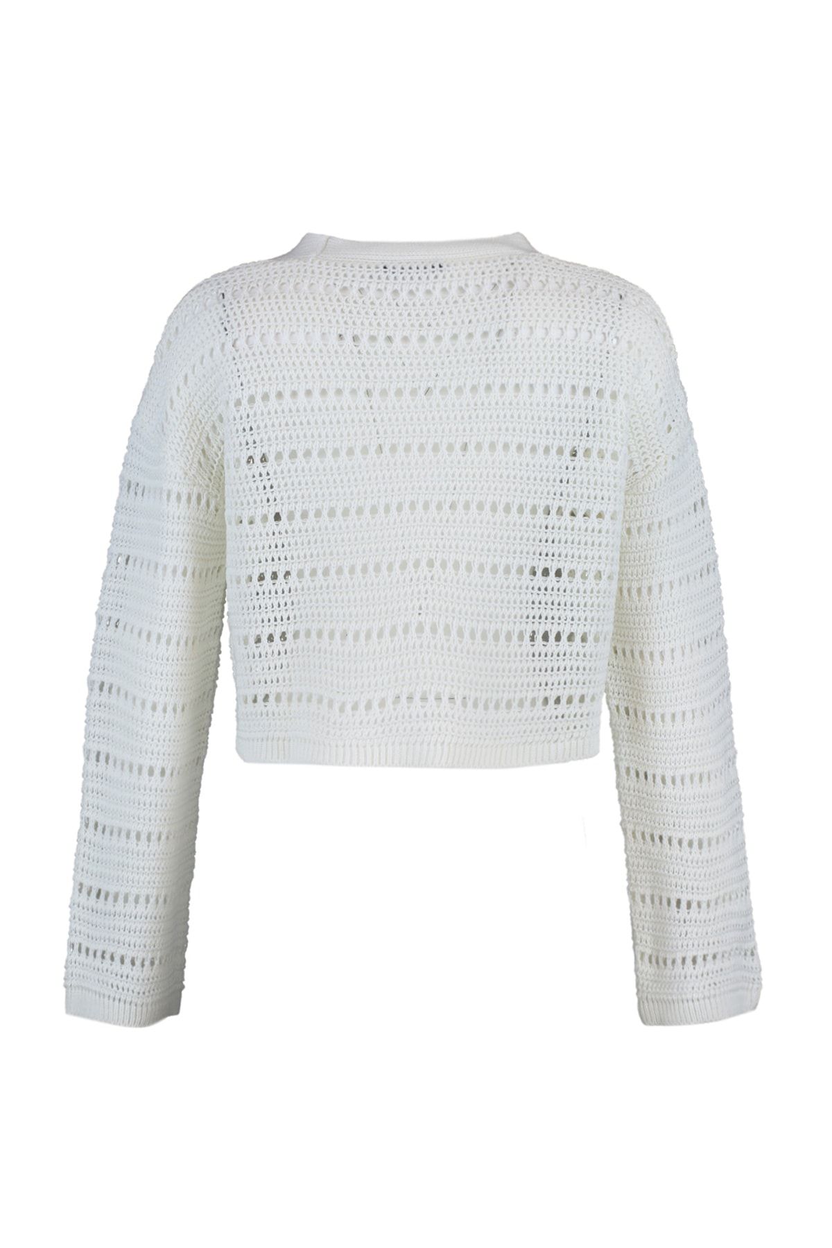 Trendyol Collection-Ecrufarbenes, durchbrochenes/durchbrochenes V-Ausschnitt-Oberteil TWOAW23HI00203 6