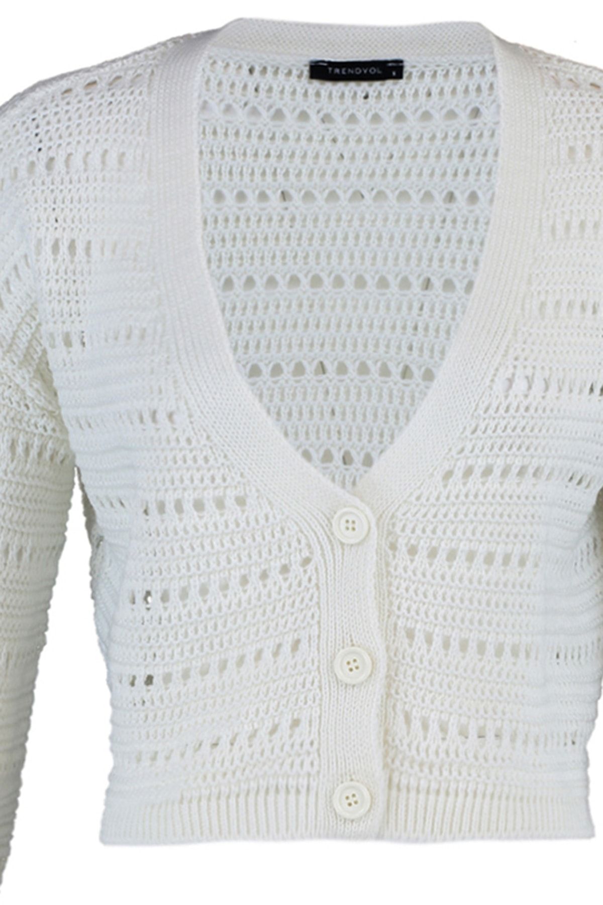 Trendyol Collection-Ecrufarbenes, durchbrochenes/durchbrochenes V-Ausschnitt-Oberteil TWOAW23HI00203 8
