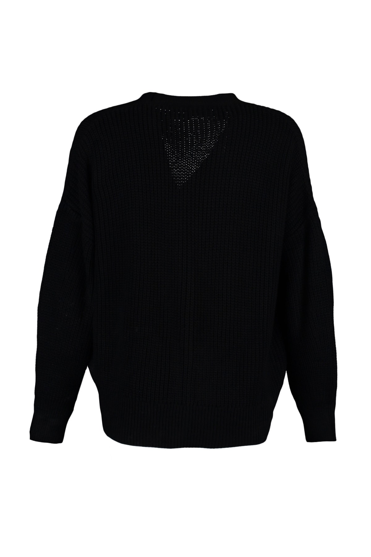 Trendyolmilla  Siyah Geniş Kalıp V Yaka Triko Hırka TWOAW20HI0215 - Görsel 8